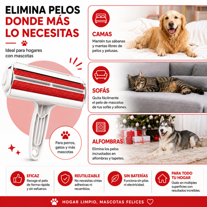 Rodillo Quitapelos Reutilizable para Mascotas | Sofás, Ropa y Coche